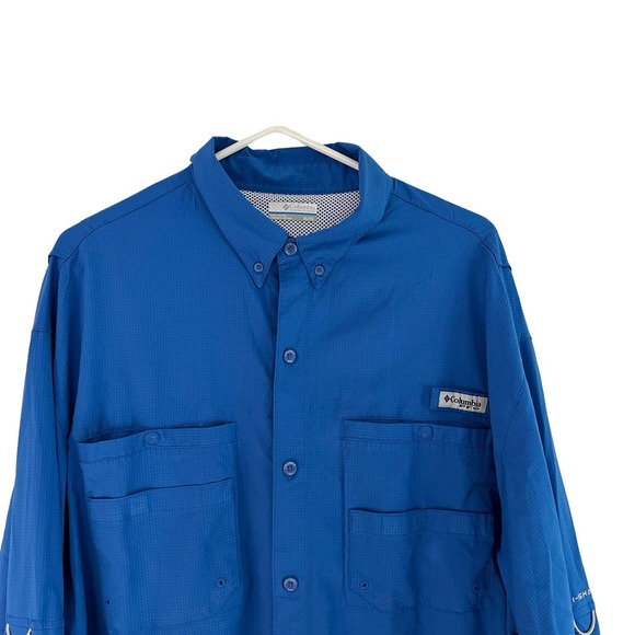 Columbia Other - Columbia Omni-Shade Shirt Adult XLarge Blue Vented‎ Fishing Button Up Logo Mens